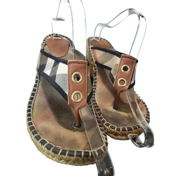 Burberry without tag Espadrilles Wedge Toe Sandals Women's 9.5  Mid Heel… - Picture 3 of 9